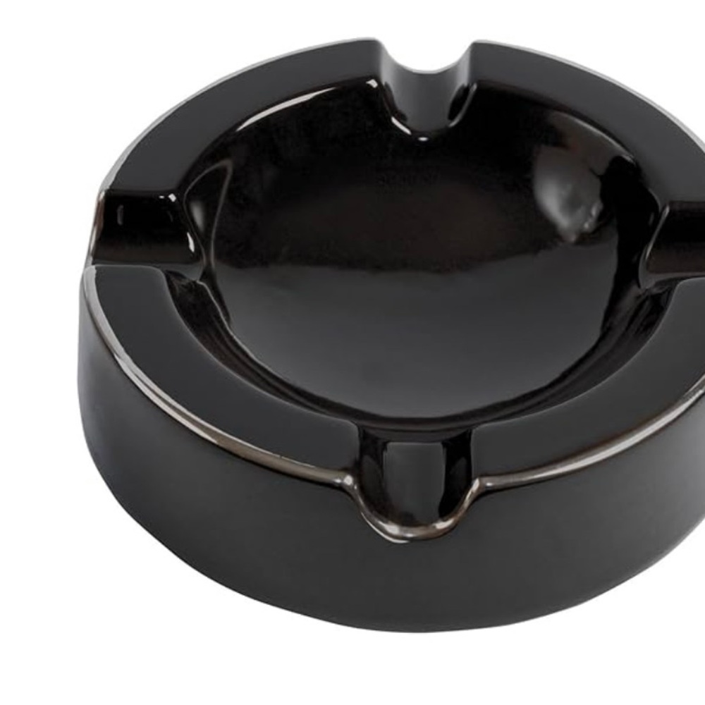 Craftsman's Bench Cigar Ashtray .Sterling Sleek Black Ceramic Ashtray. New